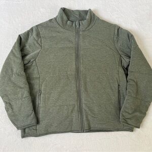 Three Dots Sz Large Sage Green Knit Material Lightweight Puffer Coat Athleisure